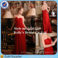 New ! Simple Style Strapless Draped Red Chiffon Bridal Gowns